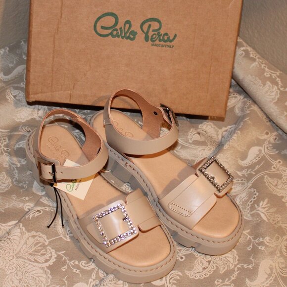 Carlo Pera Leather platform sandals - Made in Italy - Size 41/10 - Picture 1 of 7